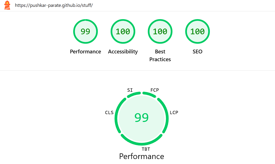 Lighthouse Report for Arsenal of Stuff